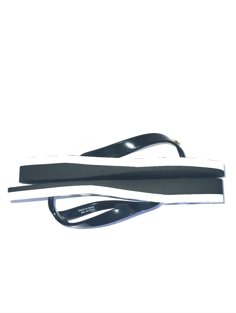 NWT Kate Spade Milli Flip Flop Wedge Thong Sandal Black & White Striped Size 10